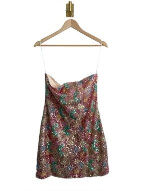 pippa silver payette long sleeve mini dress white christmas dresses Pippa Silver Payette Long Sleeve Mini Dress